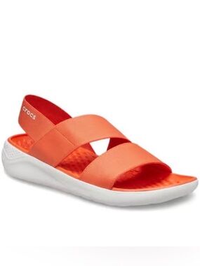 CROCS LiteRide Fresco Sling Back Vibrant Orange Strappy Sandals Sz 10